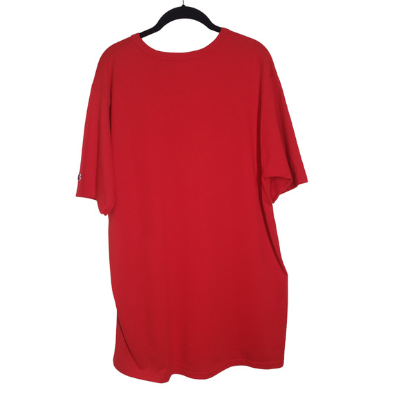 Champion Shirt Mens Extra Large Short Sleeve Pullover Cotton Red Crew Neck Long - Picture 13 of 14